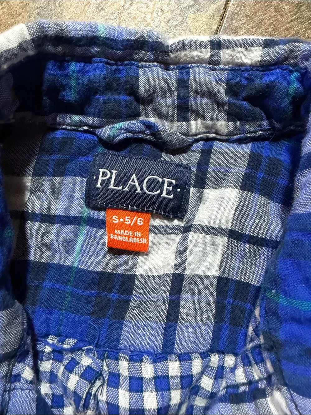 The Children's Place Blue and White Plaid Button-Up Shirt